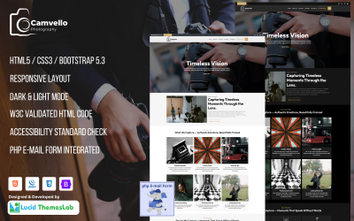 Camvello – Photography Landing Page Website Template