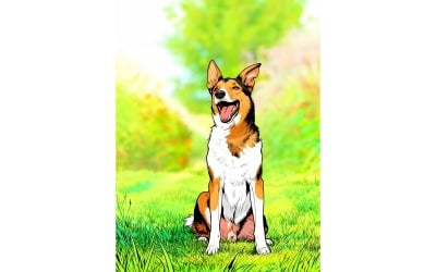 Dog That Is Smiling Has Big Smile Its Face (Ai Illustration Image + Vector Line Art)