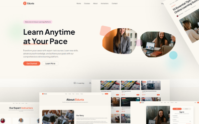 Eduvia – Professionelle E-Learning- und Kursplattform Next.js React TypeScript-Vorlage