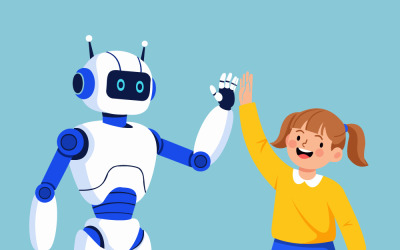 Friendly Robot High-Fiving Girl: Modern Technology, Education, and Playful Human-Robot Interaction