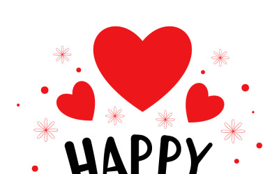 Happy Birthday Card With Red Hearts and Confetti Greeting Illustration for Celebrations