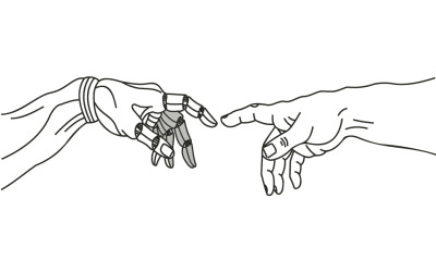 Human and Robotic Hand Reaching Toward Each Other: Technology Meeting Humanity in Connection