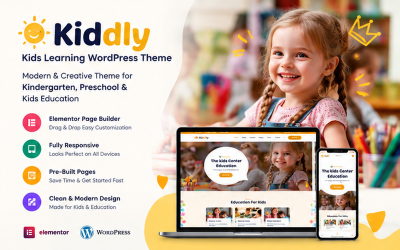 Kiddly - Çocuklar İçin Öğrenme Temalı, Duyarlı Elementor WordPress Teması