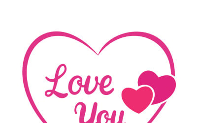 Love You Heart Illustration With Pink Outline And Hearts For Valentine’s Day