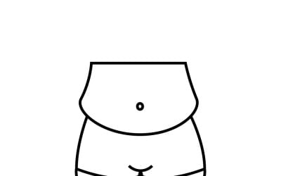 Icono de línea fina del concepto de cuerpo con sobrepeso para diseño de salud y bienestar