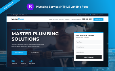 Plumbing and Water Repair Services HTML5 Website Template
