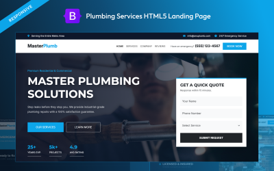 Modèle de site Web adaptatif pour services de plomberie et de réparation d&amp;#39;eau