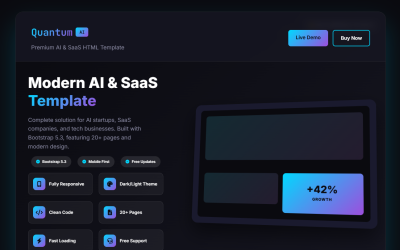 Quantum — Çok Amaçlı Yapay Zeka ve CSS HTML Şablonu