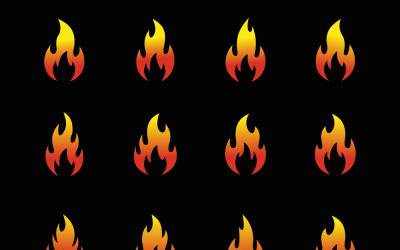 Row Of Flame Icons On Black Background For Bold Graphic Design And Branding Projects