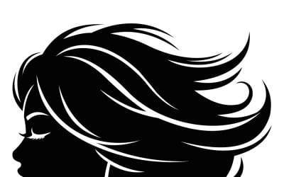 Sylwetka kobiety z rozpuszczonymi włosami na dynamicznym czarno-białym portrecie