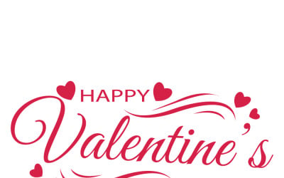 Valentine's Day Greeting in Elegant Script With Hearts and Flowing Swirls