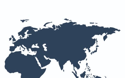 Une carte simplifiée du monde en bleu foncé