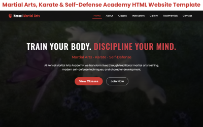 Modèle de site web pour une académie d&amp;#39;arts martiaux, de karaté et d&amp;#39;autodéfense