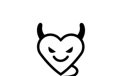 Corazón de diablo juguetón con cuernos y cola