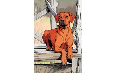 Portrait Dog Lying Down (Ai Illustration Image + Vector Line Art)