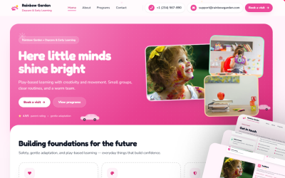 Rainbow Garden - Premium daghem och barnomsorg Next.js-mall
