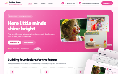 Rainbow Garden – Premium Daycare &amp;amp; Childcare Center Szablon Next.js