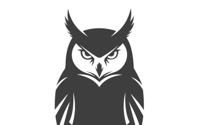 Stylized owl illustration with piercing eyes perched on a branch Free