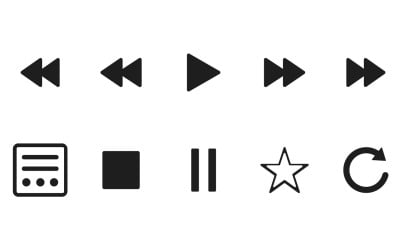 A comprehensive collection of essential media player control icons for user interface design