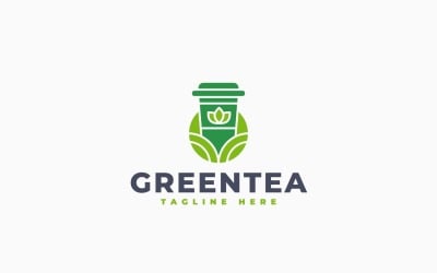 Minimalist Green Tea Logo Template Design