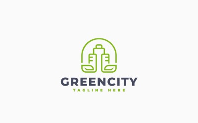 Minimalist Yeşil Şehir Logo Şablonu Tasarımı
