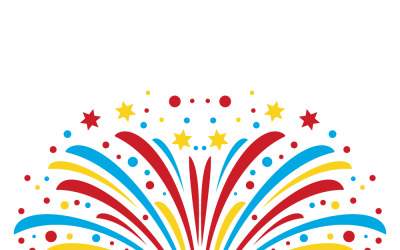 Vibrant Fireworks Burst Illustration With Colorful Arcs, Confetti and Stars for Celebration