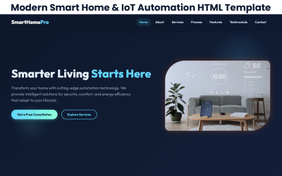 SmartHome Pro – šablona webových stránek pro IoT, inteligentní zabezpečení a domácí automatizaci