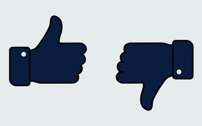 Daumen-hoch- und Daumen-runter-Symbole für positive und negative Feedbackmechanismen