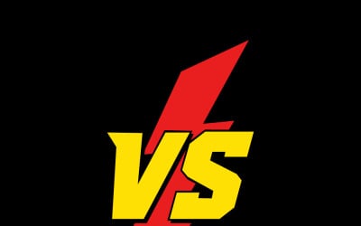 Versus symbol with lightning bolt graphic