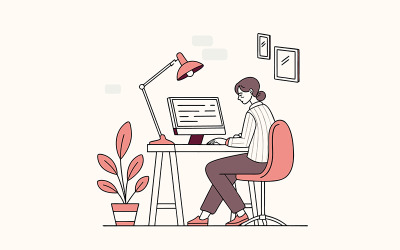 Creative freelancer managing tasks from a well-organized home office.