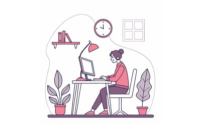 Freelance creative managing tasks in a well-organized office.