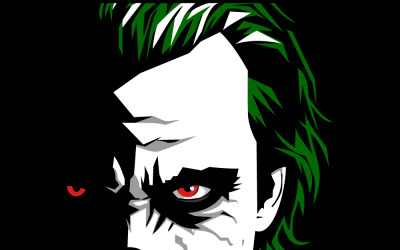 Half Face Joker Portrait in Black, Green, and Red – Dramatic Villain Illustration