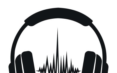 Słuchawki z ikoną logo Sound Wave do brandingu muzyki, audio i podcastów