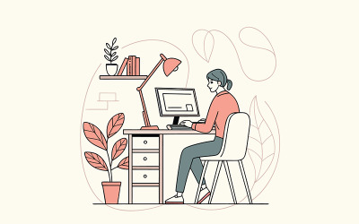 Independent creative professional working relaxed in a home office setup.