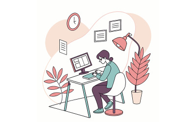 Remote creative expert focused on projects from a comfortable home office.