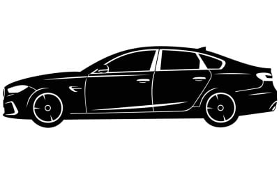 Elegancka sylwetka czarnego sedana: ilustracja samochodu z boku do zastosowań w transporcie i motoryzacji