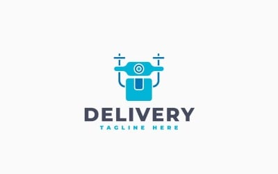 Modello di logo per il servizio di consegna tramite drone