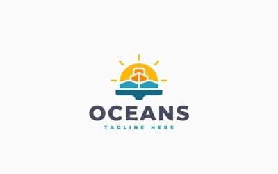 Ocean Book Logo Template Design