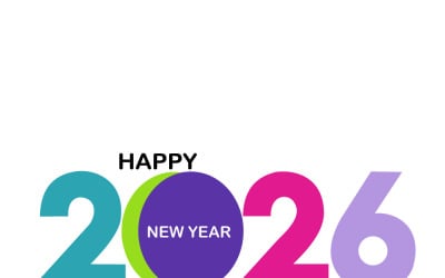 Vibrant Happy New Year 2026 Logo With Bold Colorful Numbers And Modern Design