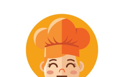 Happy Cartoon Chef Logo Inside an Orange Circle For Food Brand or Restaurant