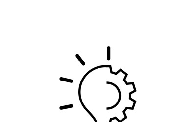 Concepto de ejecución de innovación, bombillas, engranajes, siluetas