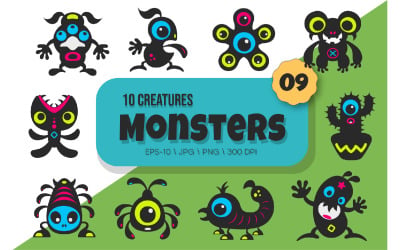Nyckfulla monsterpaket 09. T-shirt, PNG.