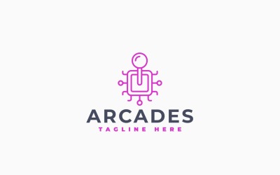 Design de modelo de logotipo para sistema de arcade
