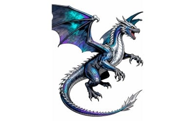 Dragon (Ai Illustration Image + Vector Line Art)