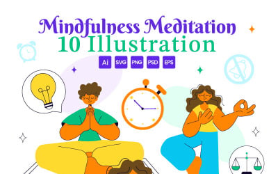 10 illustrationer av mindfulness- och meditationsövningar