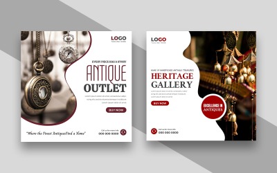 Modello di post Instagram per social media per negozi di articoli d&amp;#39;antiquariato, versione 1