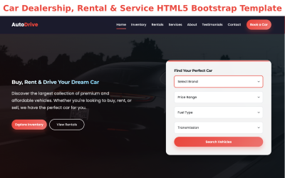 Modelo HTML5 Bootstrap para site de concessionária, locadora e oficina mecânica.