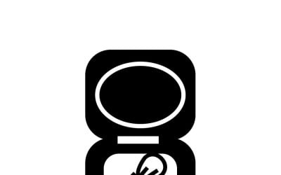 Estuche de belleza con rubor compacto, espejo y brocha. Vector