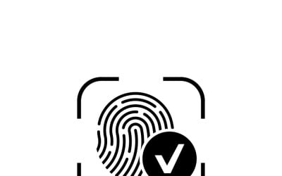 Icono de validación de datos de huellas dactilares para seguridad biométrica