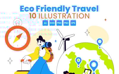10 Eco Friendly Travel Lifestyle Illustration